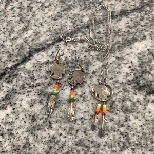 L.PEONE Vintage American Indian handmade Indian Head/Buffalo earrings/necklace